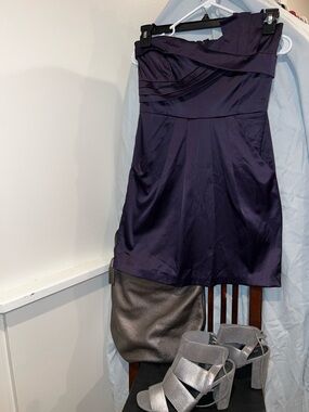 Wish Purple Satin Strapless Cocktail Dress